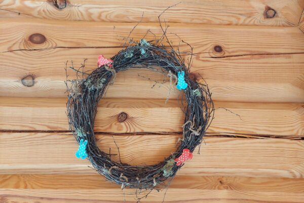 Easter Wreath made from foraged birch at Maes Mynan Holiday Park | North Wales