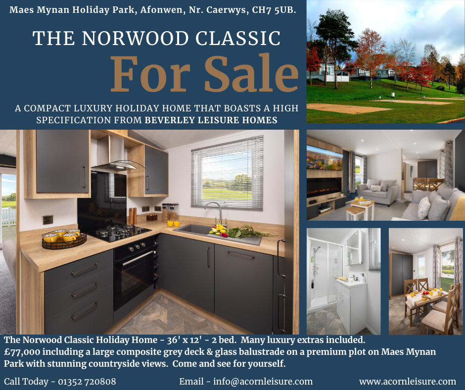Norwood Classic Holiday Home For Sale on Maes Mynan Holiday Park in North Wales | Beverley Leisure Homes