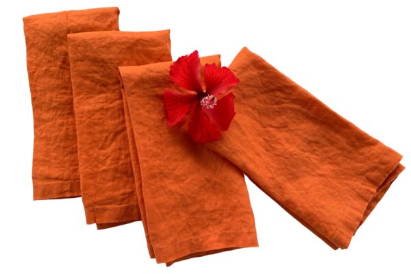 Glow up for Autumn with orange linen napkins and bring the fiery colours of the season into your holiday home | North Wales