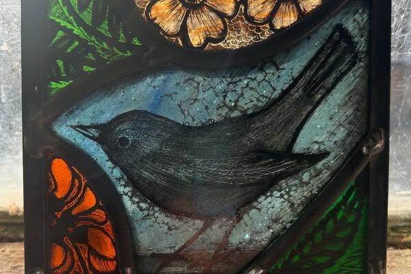 harreit love stained glass at the National open garden Maes mynan park 12th july