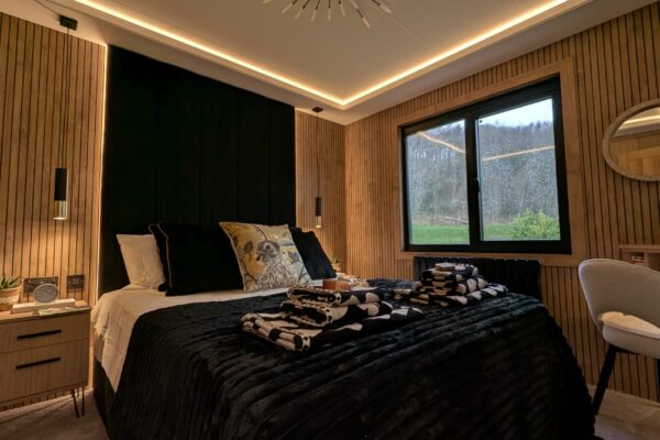 Luxury bedroom in YourRreats lodge on Maes Mynan Park | Holiday Lodge for sale in North Wales
