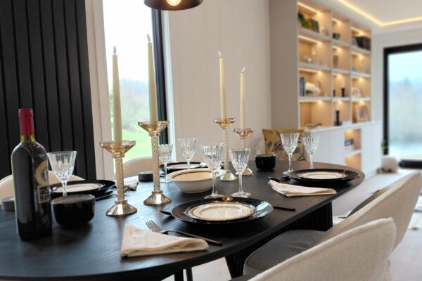 Dining space with countryside views North Wales lodge for sale