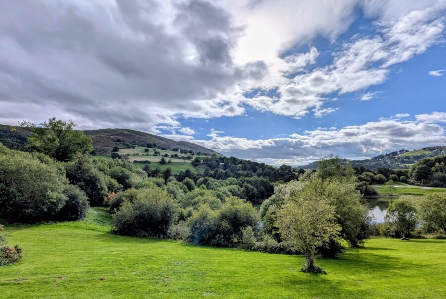 Nature's Notes For September At Maes Mynan Park - View across the lake and Moel Y Parc, Clwydian Range